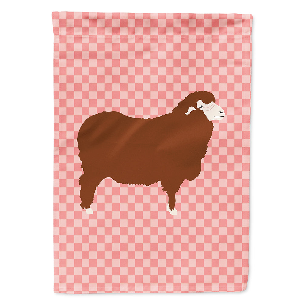 Merino Sheep Pink Check House Flag 28x40 Porch Sleeve Pole Decorative Outside Yard Banner Artwork Wall Hanging, Polyester