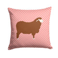 Merino Sheep Pink Check Decorative Throw Pillow 14x14 Indoor Outdoor Accent Cushion, Fabric Cover with Insert for Sofa, Bed, Porch & Living Room