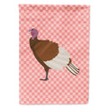 Bourbon Red Turkey Hen Pink Check House Flag 28x40 Porch Sleeve Pole Decorative Outside Yard Banner Artwork Wall Hanging, Polyester