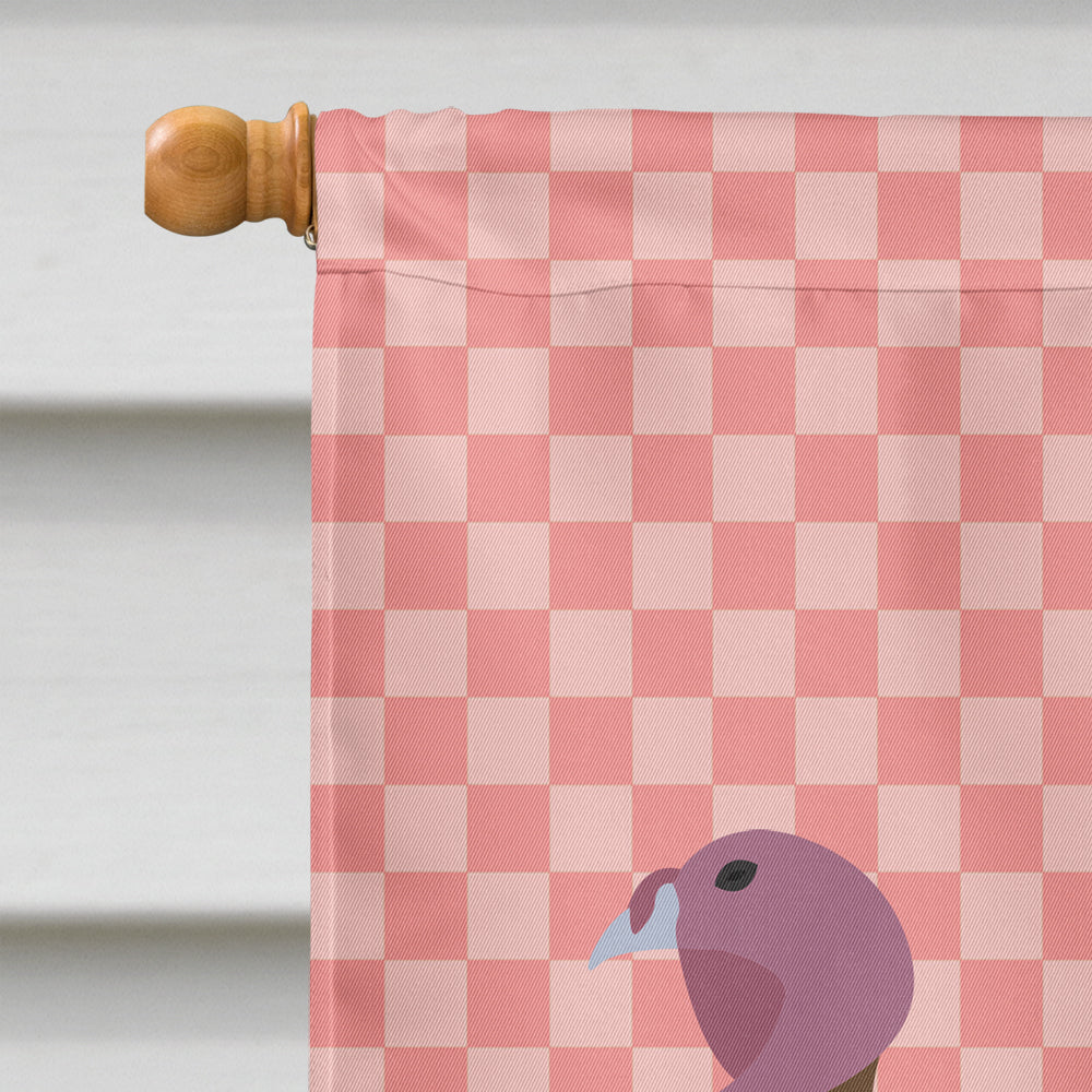 Bourbon Red Turkey Hen Pink Check House Flag 28x40 Porch Sleeve Pole Decorative Outside Yard Banner Artwork Wall Hanging, Polyester