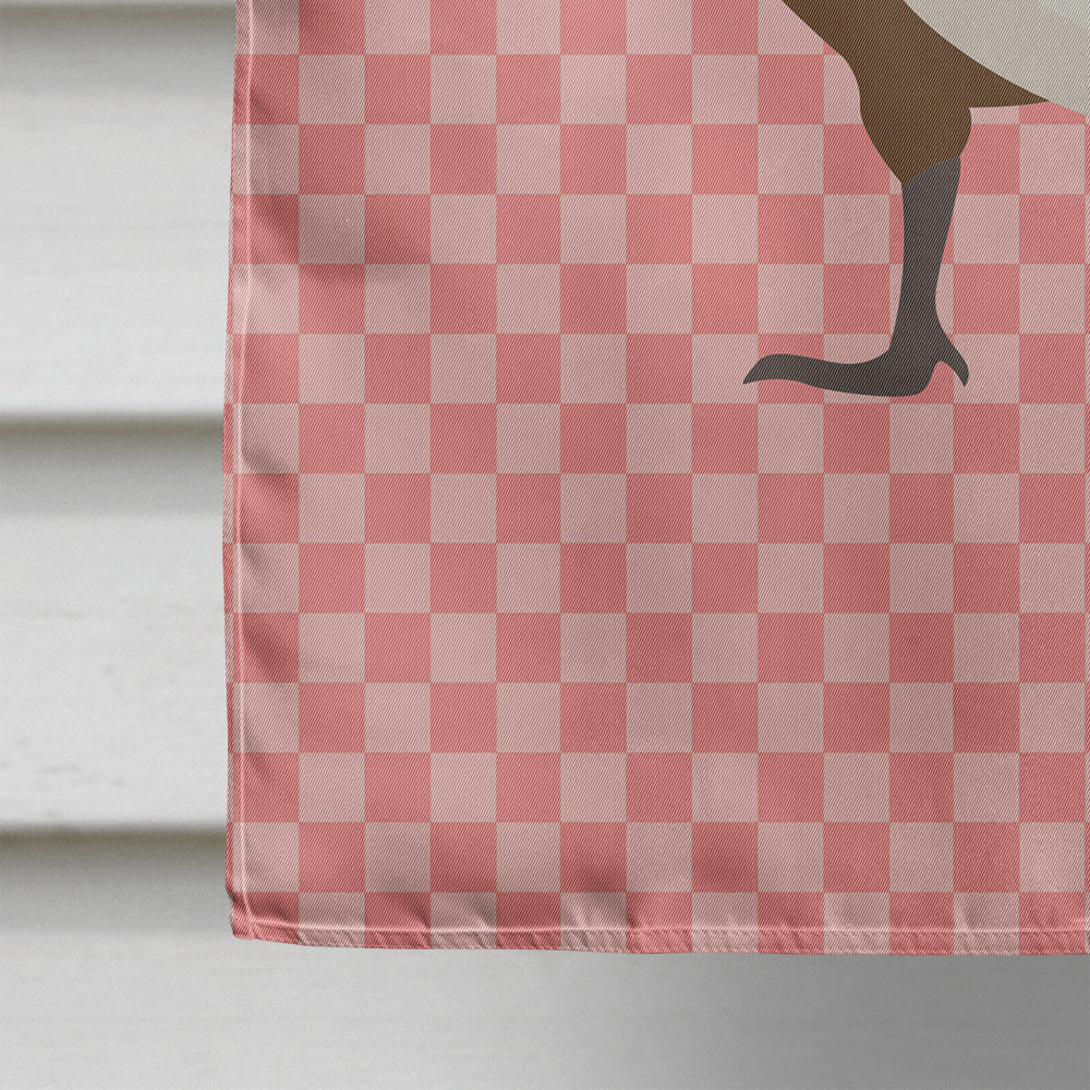 Bourbon Red Turkey Hen Pink Check House Flag 28x40 Porch Sleeve Pole Decorative Outside Yard Banner Artwork Wall Hanging, Polyester