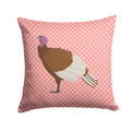 Bourbon Red Turkey Hen Pink Check Decorative Throw Pillow 14x14 Indoor Outdoor Accent Cushion, Fabric Cover with Insert for Sofa, Bed, Porch & Living Room