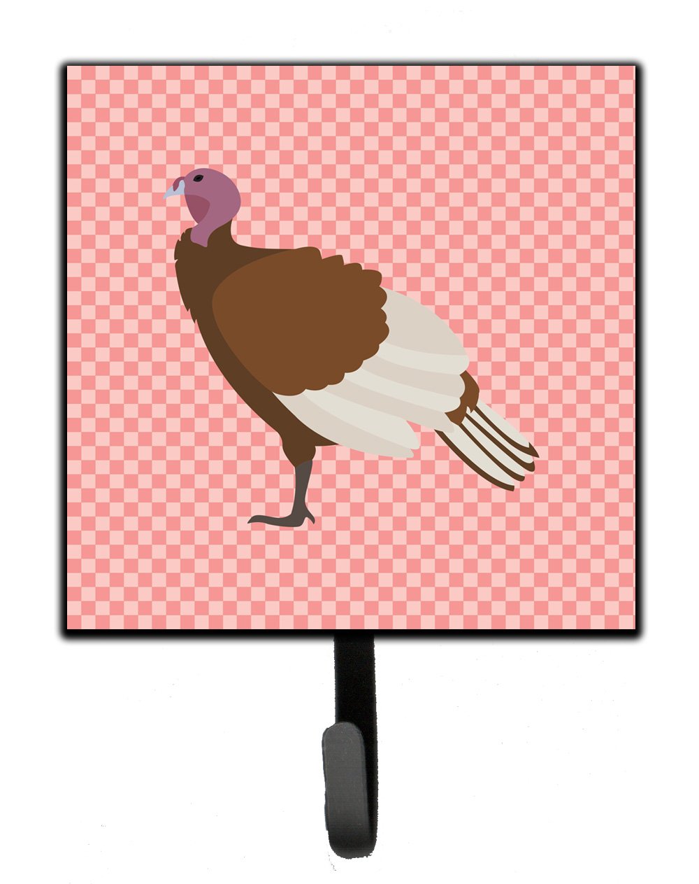Bourbon Red Turkey Hen Pink Check Leash or Key Holder Wall Hooks, Key Hooks Holder, Coat Rack Wall Mount, Coat Hooks, Hooks for Hanging Keys, Towels, Aprons, Leashes