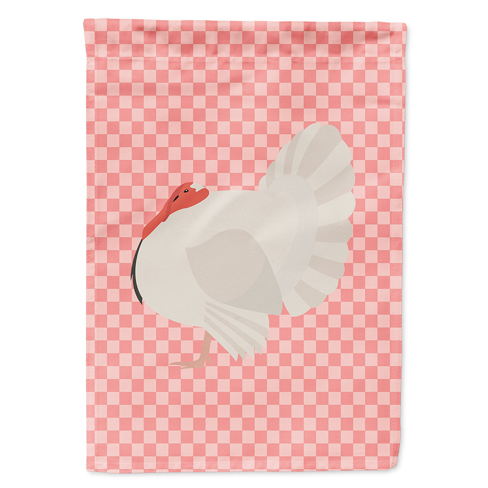 White Holland Turkey Pink Check House Flag 28x40 Porch Sleeve Pole Decorative Outside Yard Banner Artwork Wall Hanging, Polyester
