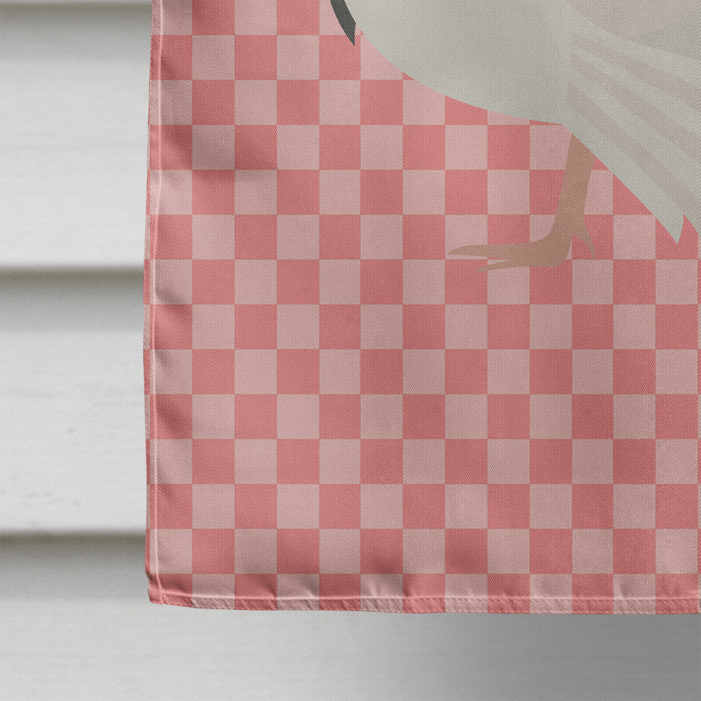 White Holland Turkey Pink Check House Flag 28x40 Porch Sleeve Pole Decorative Outside Yard Banner Artwork Wall Hanging, Polyester