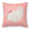 White Holland Turkey Pink Check Decorative Throw Pillow 18x18 Indoor Outdoor Accent Cushion, Fabric Cover with Insert for Sofa, Bed, Porch & Living Room