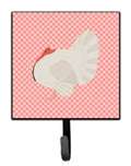 White Holland Turkey Pink Check Leash or Key Holder Wall Hooks, Key Hooks Holder, Coat Rack Wall Mount, Coat Hooks, Hooks for Hanging Keys, Towels, Aprons, Leashes