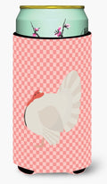 White Holland Turkey Pink Check Tall Boy Hugger Can Cooler Sleeve Machine Washable Drink Collapsible Insulator Beverage Insulated Holder