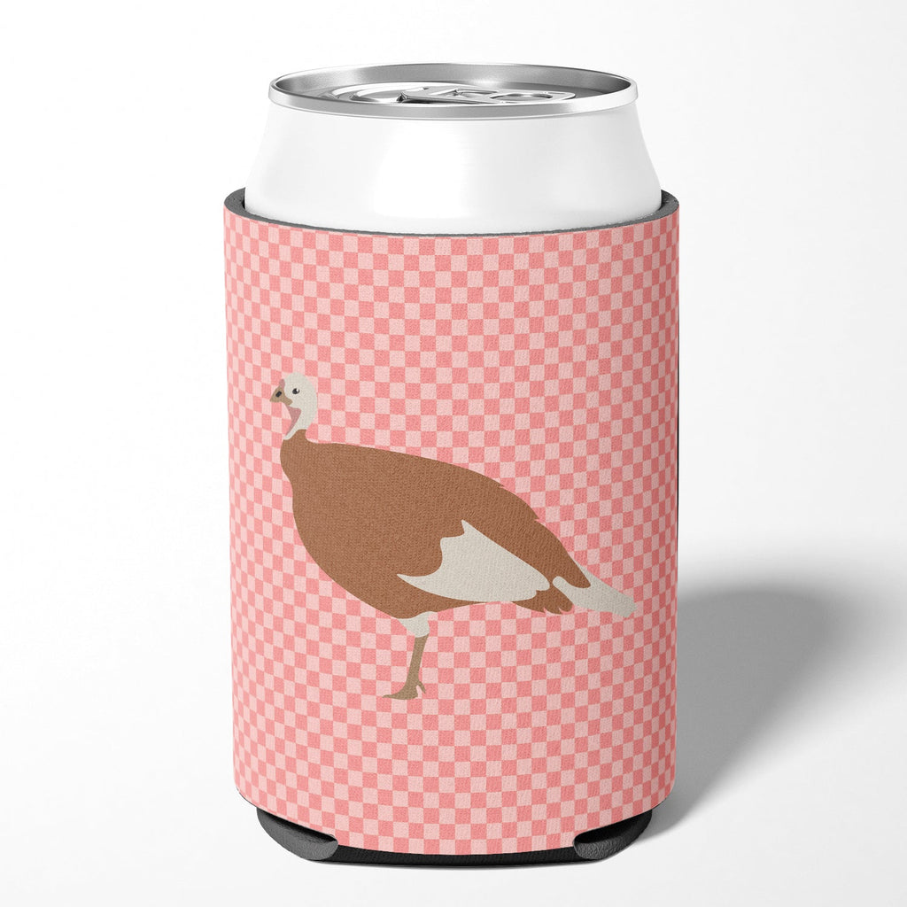 Jersey Buff Turkey Hen Pink Check Can or Bottle Hugger Cooler Sleeve for Standard 12 oz Cans, Insulated Foam Beer & Soda Can Hugger Reusable