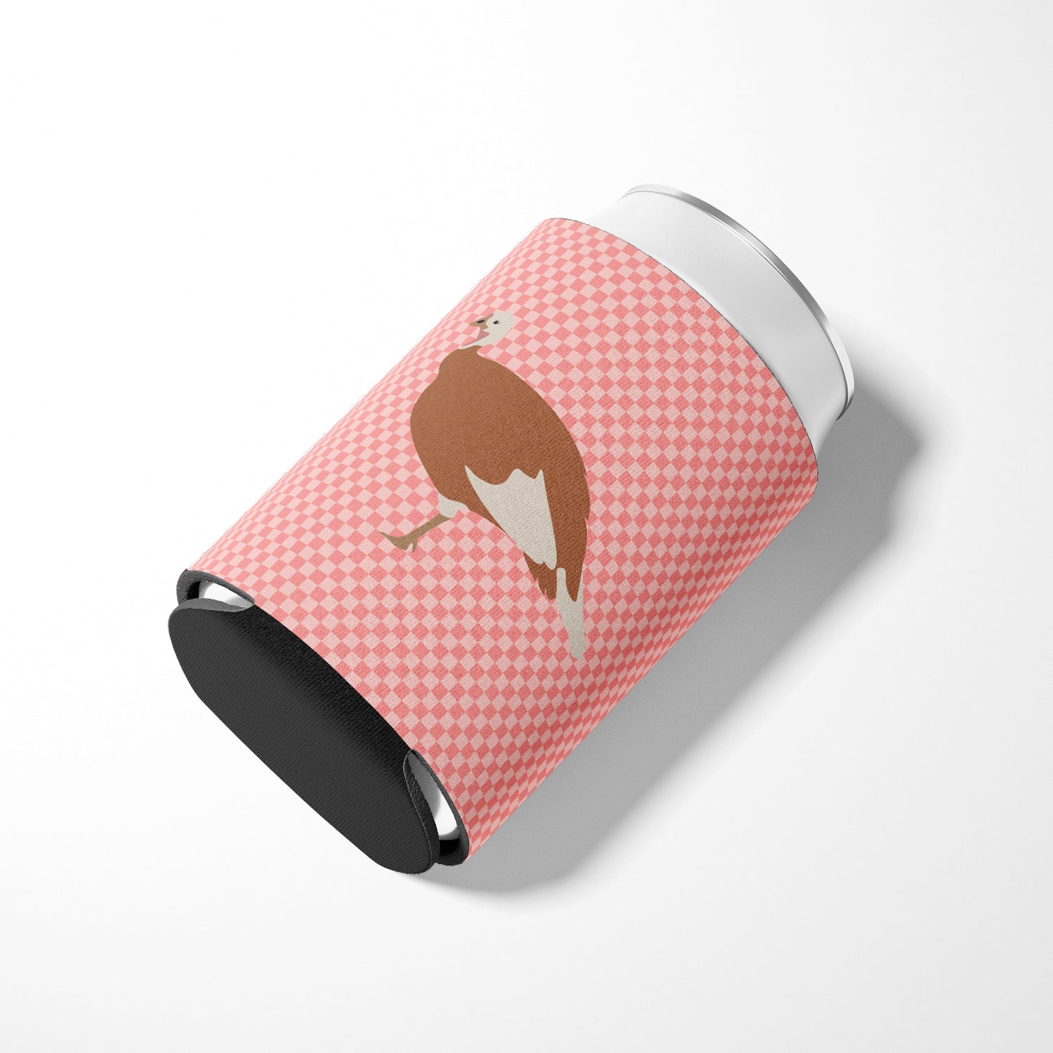 Jersey Buff Turkey Hen Pink Check Can or Bottle Hugger Cooler Sleeve for Standard 12 oz Cans, Insulated Foam Beer & Soda Can Hugger Reusable