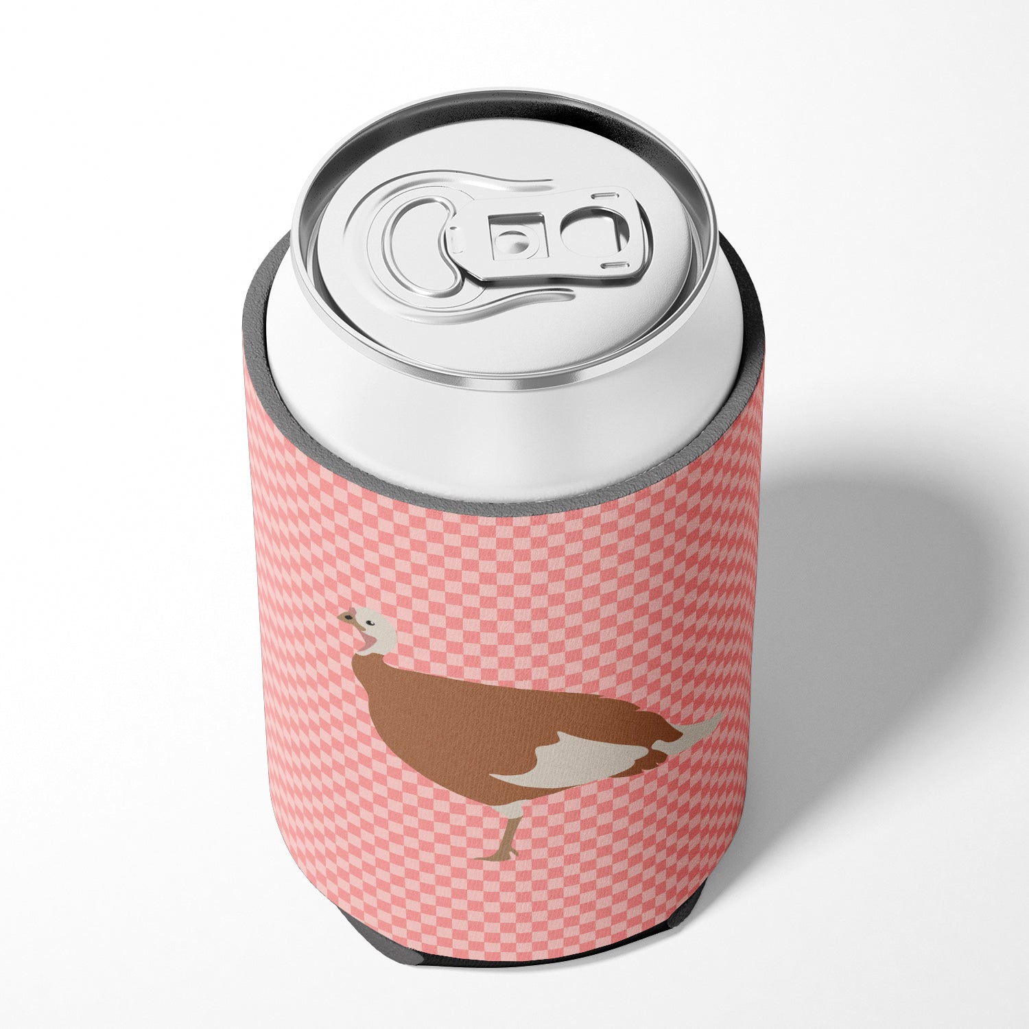 Jersey Buff Turkey Hen Pink Check Can or Bottle Hugger Cooler Sleeve for Standard 12 oz Cans, Insulated Foam Beer & Soda Can Hugger Reusable