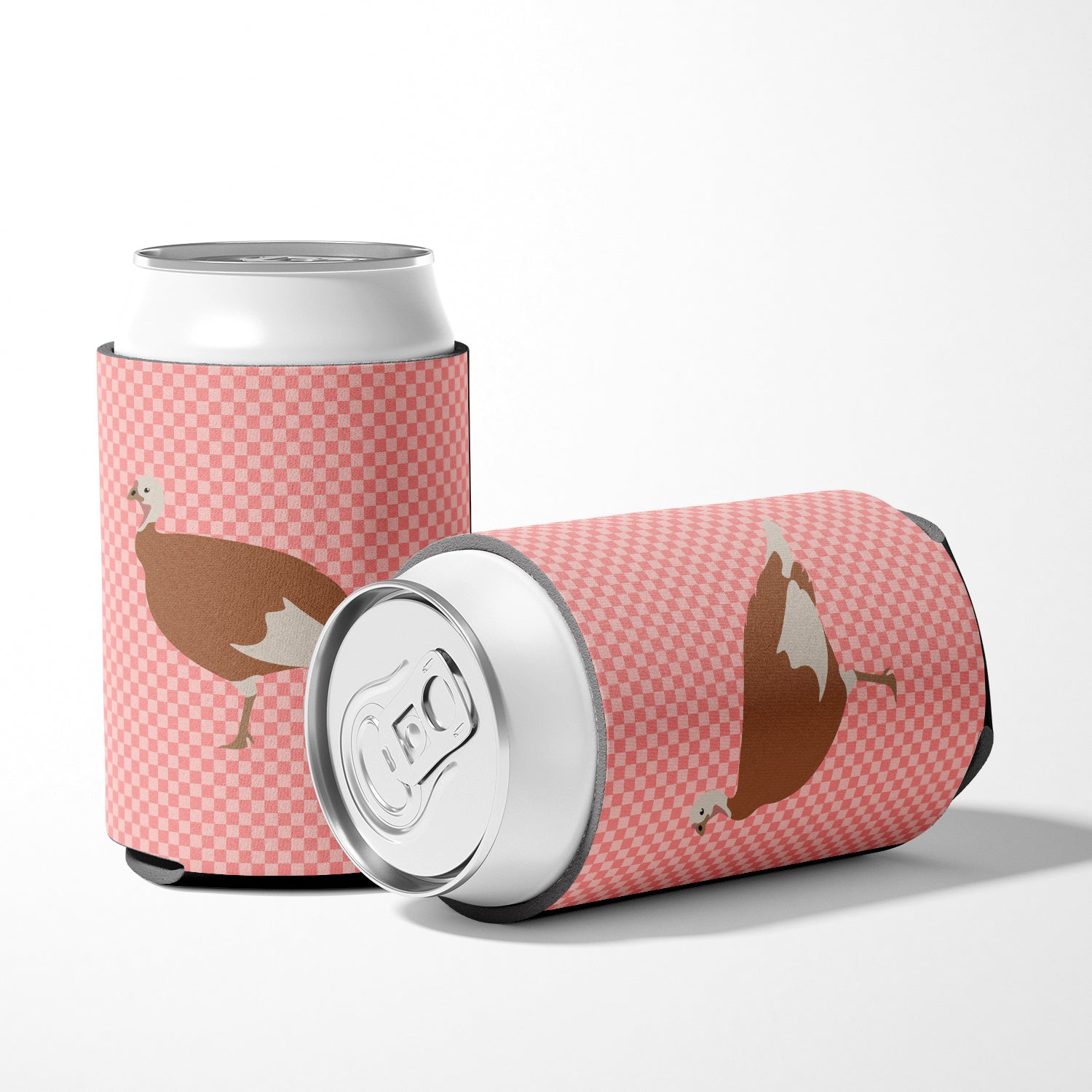 Jersey Buff Turkey Hen Pink Check Can or Bottle Hugger Cooler Sleeve for Standard 12 oz Cans, Insulated Foam Beer & Soda Can Hugger Reusable