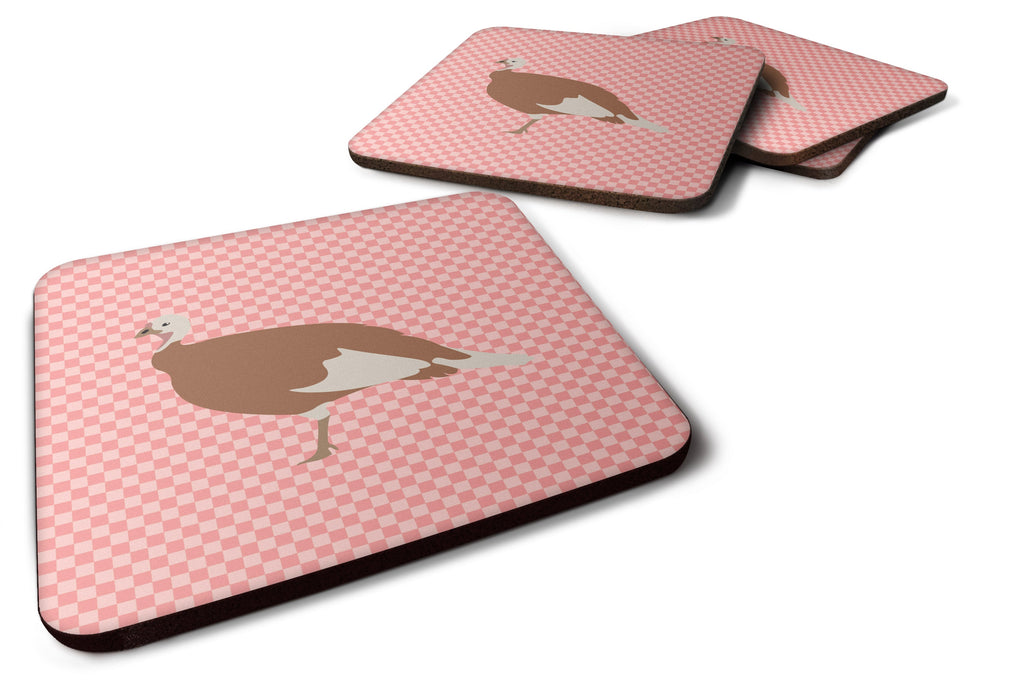 Jersey Buff Turkey Hen Pink Check Foam Coasters Set of 4 Cup Coasters for Indoor Outdoor, Tabletop Protection, Anti Slip, Mouse pad Material
