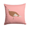 Jersey Buff Turkey Hen Pink Check Decorative Throw Pillow 14x14 Indoor Outdoor Accent Cushion, Fabric Cover with Insert for Sofa, Bed, Porch & Living Room