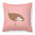Jersey Buff Turkey Hen Pink Check Decorative Throw Pillow 18x18 Indoor Outdoor Accent Cushion, Fabric Cover with Insert for Sofa, Bed, Porch & Living Room