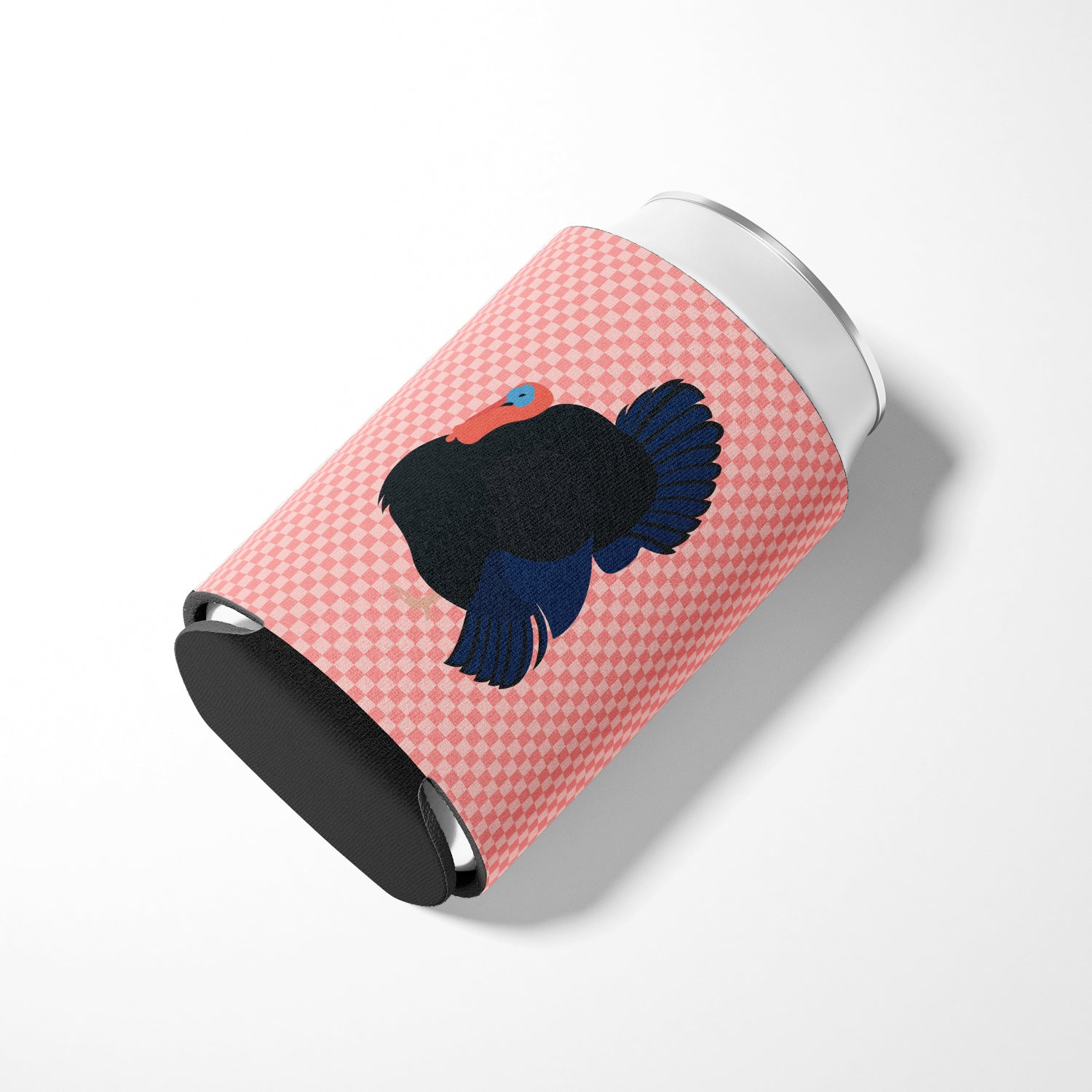 Norfolk Black Turkey Pink Check Can or Bottle Hugger Cooler Sleeve for Standard 12 oz Cans, Insulated Foam Beer & Soda Can Hugger Reusable