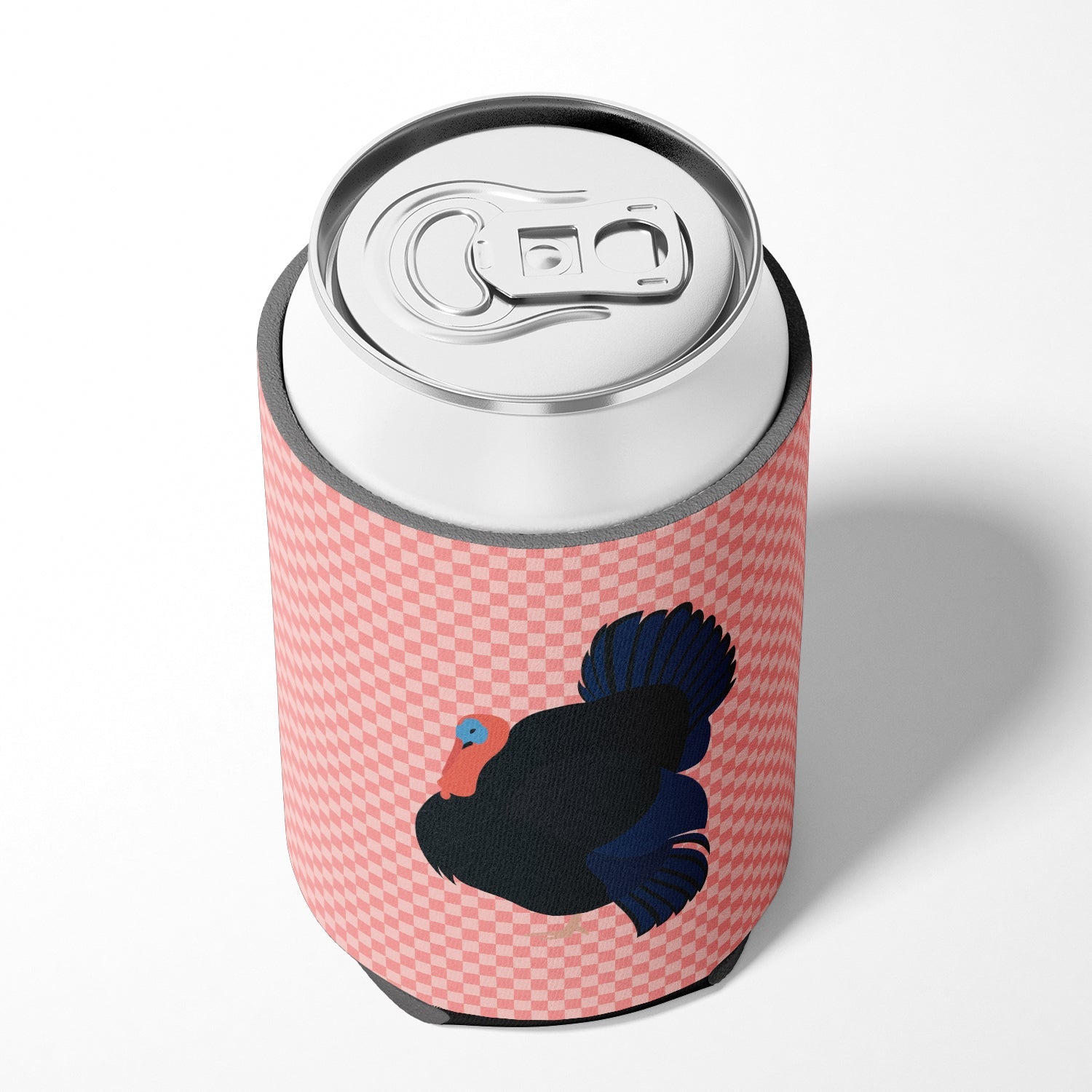 Norfolk Black Turkey Pink Check Can or Bottle Hugger Cooler Sleeve for Standard 12 oz Cans, Insulated Foam Beer & Soda Can Hugger Reusable