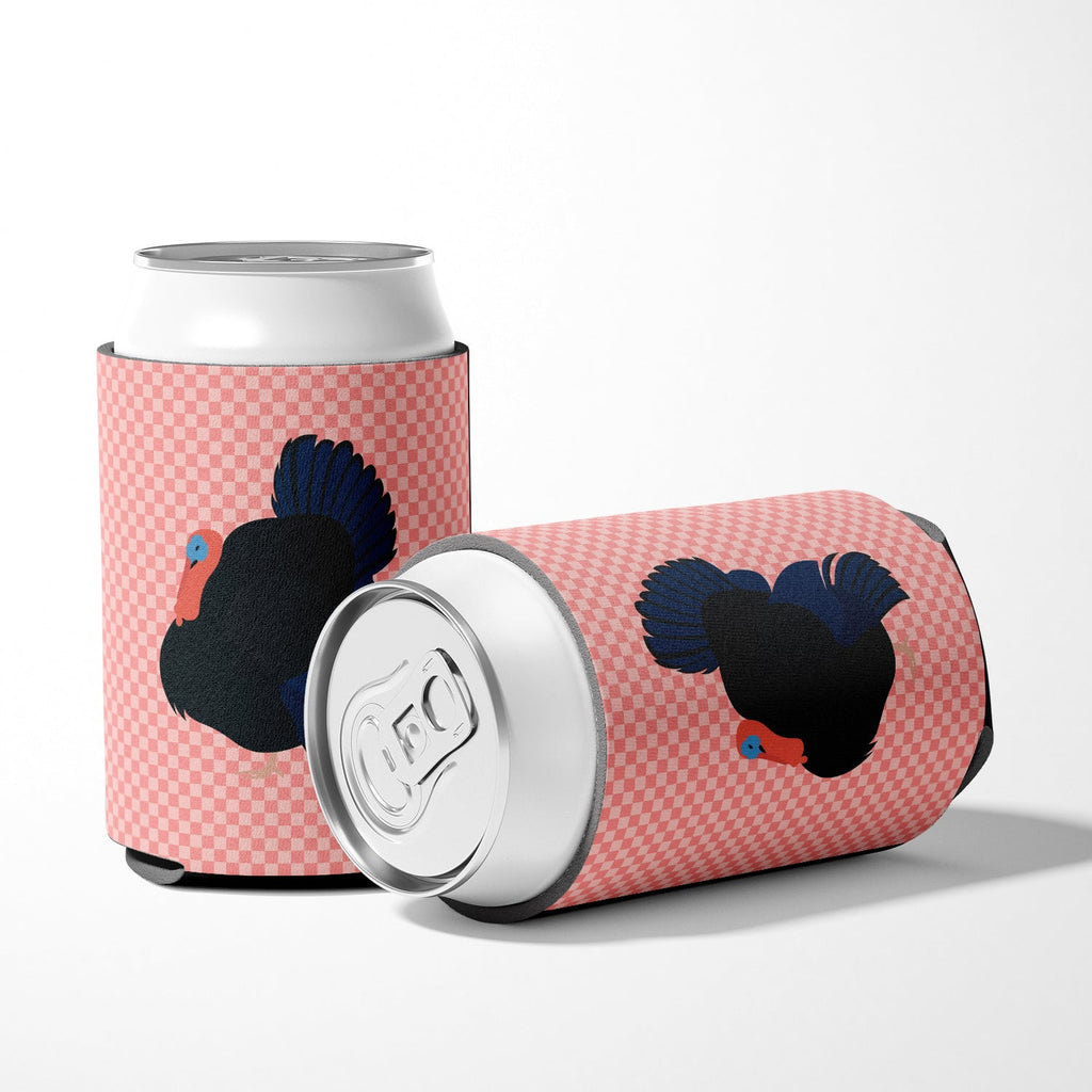 Norfolk Black Turkey Pink Check Can or Bottle Hugger Cooler Sleeve for Standard 12 oz Cans, Insulated Foam Beer & Soda Can Hugger Reusable