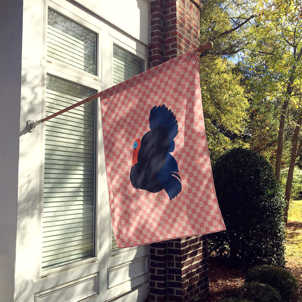 Norfolk Black Turkey Pink Check House Flag 28x40 Porch Sleeve Pole Decorative Outside Yard Banner Artwork Wall Hanging, Polyester