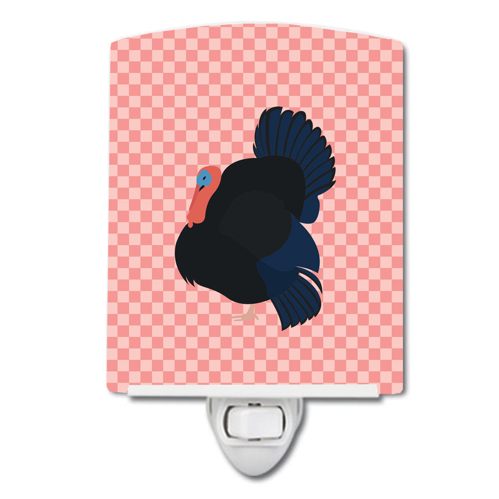 Norfolk Black Turkey Pink Check Ceramic Night Light Compact, UL-Certified, Ideal for Bedroom, Bathroom, Nursery, Hallway, Kitchen, 6x4x3, Multicolor