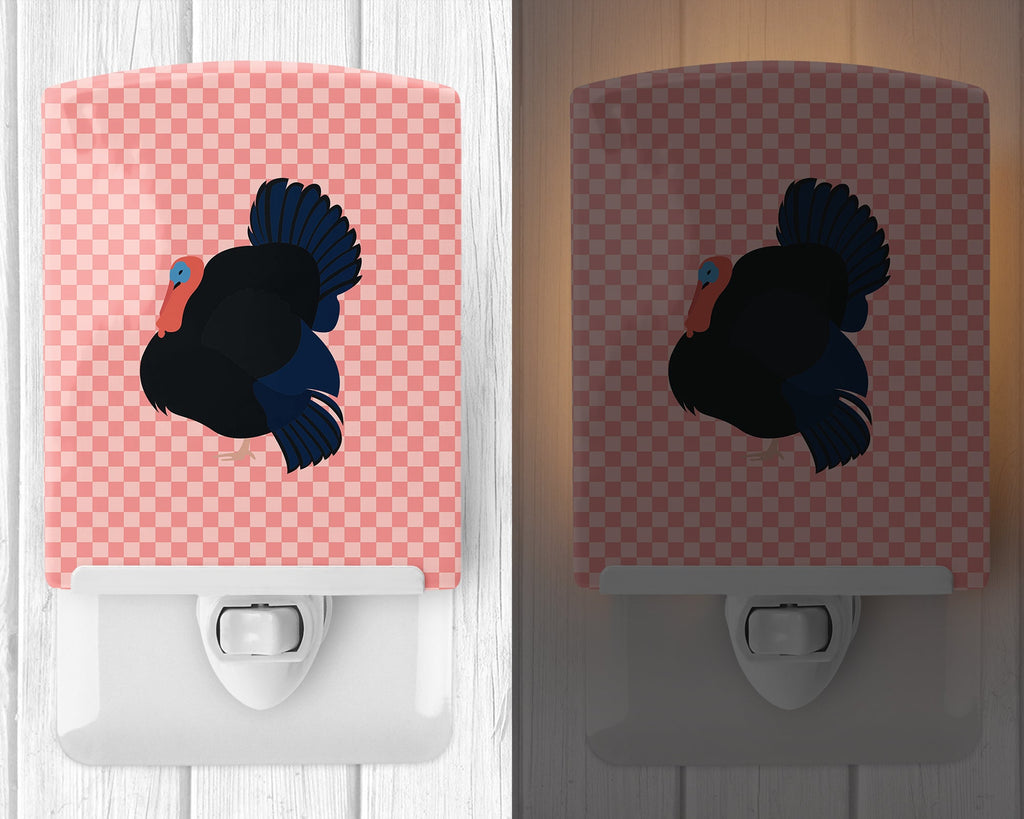 Norfolk Black Turkey Pink Check Ceramic Night Light Compact, UL-Certified, Ideal for Bedroom, Bathroom, Nursery, Hallway, Kitchen, 6x4x3, Multicolor