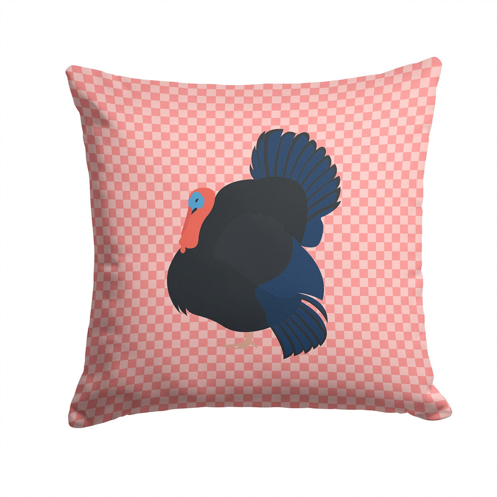 Norfolk Black Turkey Pink Check Decorative Throw Pillow 14x14 Indoor Outdoor Accent Cushion, Fabric Cover with Insert for Sofa, Bed, Porch & Living Room