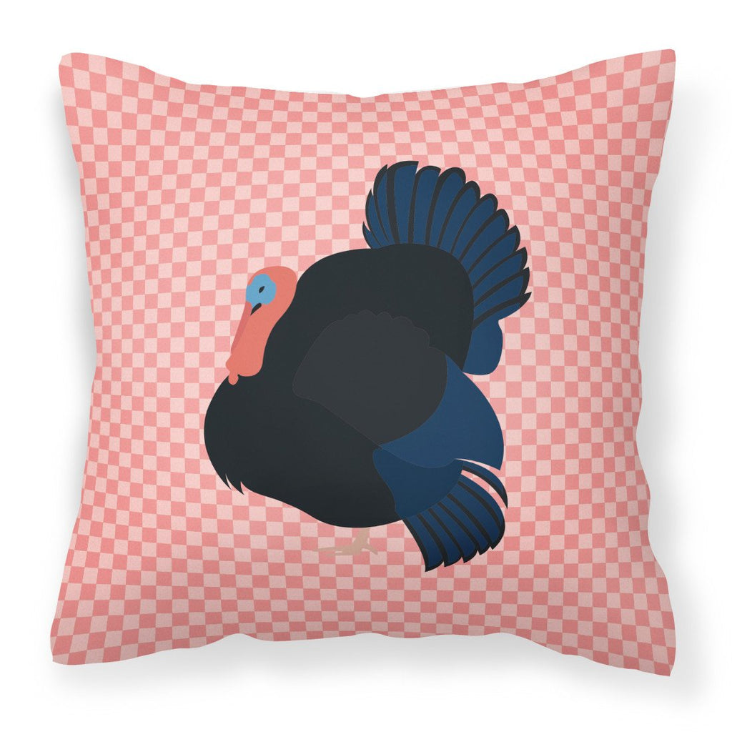 Norfolk Black Turkey Pink Check Decorative Throw Pillow 18x18 Indoor Outdoor Accent Cushion, Fabric Cover with Insert for Sofa, Bed, Porch & Living Room