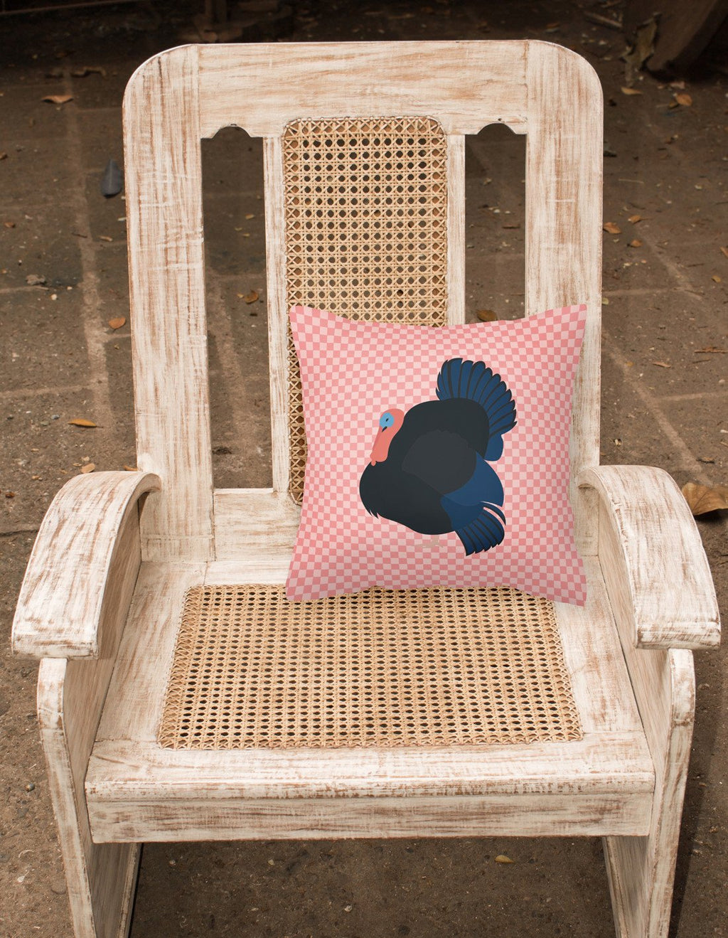 Norfolk Black Turkey Pink Check Decorative Throw Pillow 18x18 Indoor Outdoor Accent Cushion, Fabric Cover with Insert for Sofa, Bed, Porch & Living Room