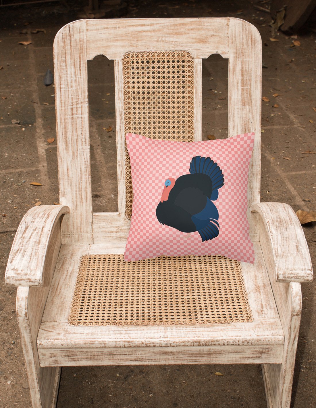 Norfolk Black Turkey Pink Check Decorative Throw Pillow 18x18 Indoor Outdoor Accent Cushion, Fabric Cover with Insert for Sofa, Bed, Porch & Living Room
