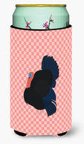 Norfolk Black Turkey Pink Check Tall Boy Hugger Can Cooler Sleeve Machine Washable Drink Collapsible Insulator Beverage Insulated Holder