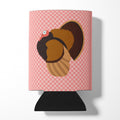 Bronze Turkey Pink Check Can or Bottle Hugger Cooler Sleeve for Standard 12 oz Cans, Insulated Foam Beer & Soda Can Hugger Reusable