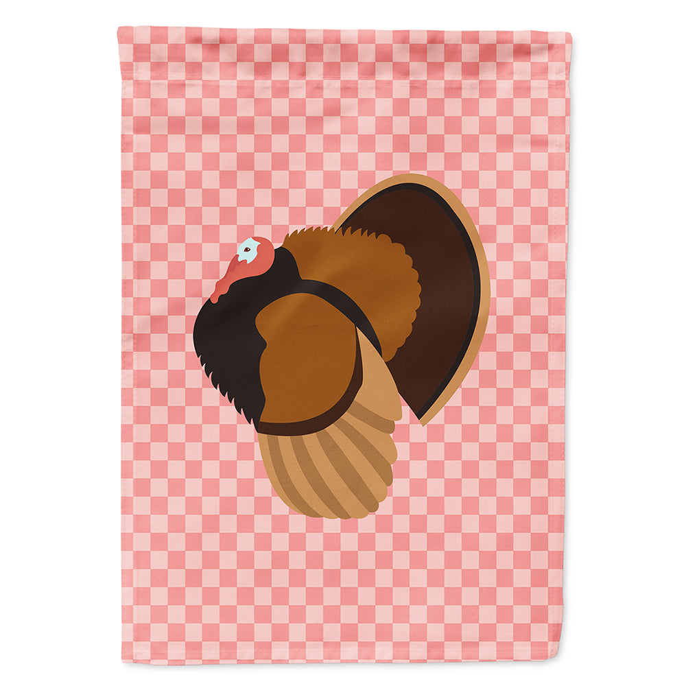 Bronze Turkey Pink Check House Flag 28x40 Porch Sleeve Pole Decorative Outside Yard Banner Artwork Wall Hanging, Polyester