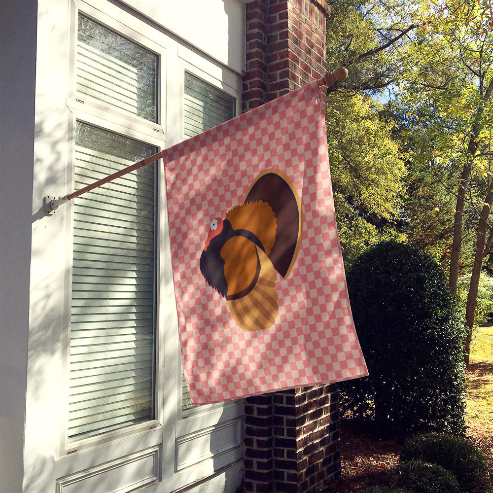 Bronze Turkey Pink Check House Flag 28x40 Porch Sleeve Pole Decorative Outside Yard Banner Artwork Wall Hanging, Polyester