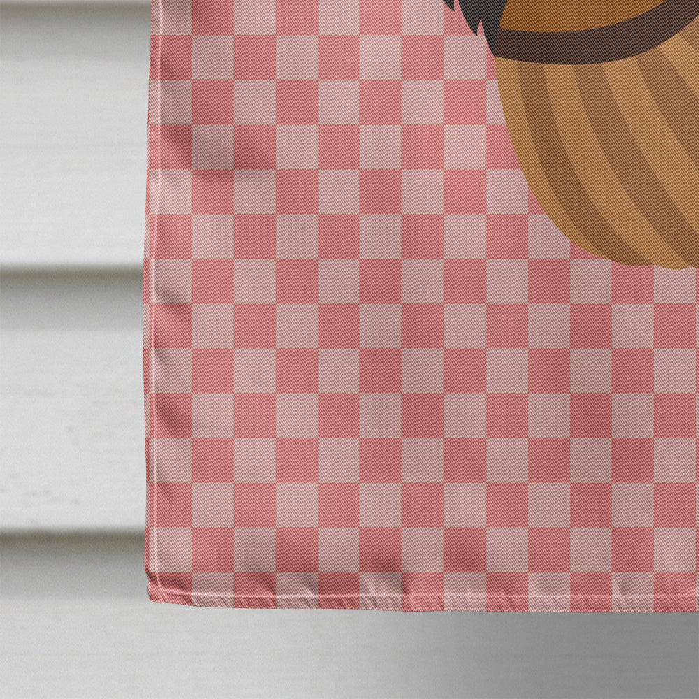 Bronze Turkey Pink Check House Flag 28x40 Porch Sleeve Pole Decorative Outside Yard Banner Artwork Wall Hanging, Polyester