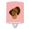 Bronze Turkey Pink Check Ceramic Night Light Compact, UL-Certified, Ideal for Bedroom, Bathroom, Nursery, Hallway, Kitchen, 6x4x3, Multicolor