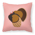 Bronze Turkey Pink Check Decorative Throw Pillow 18x18 Indoor Outdoor Accent Cushion, Fabric Cover with Insert for Sofa, Bed, Porch & Living Room