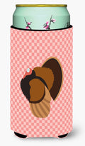 Bronze Turkey Pink Check Tall Boy Hugger Can Cooler Sleeve Machine Washable Drink Collapsible Insulator Beverage Insulated Holder