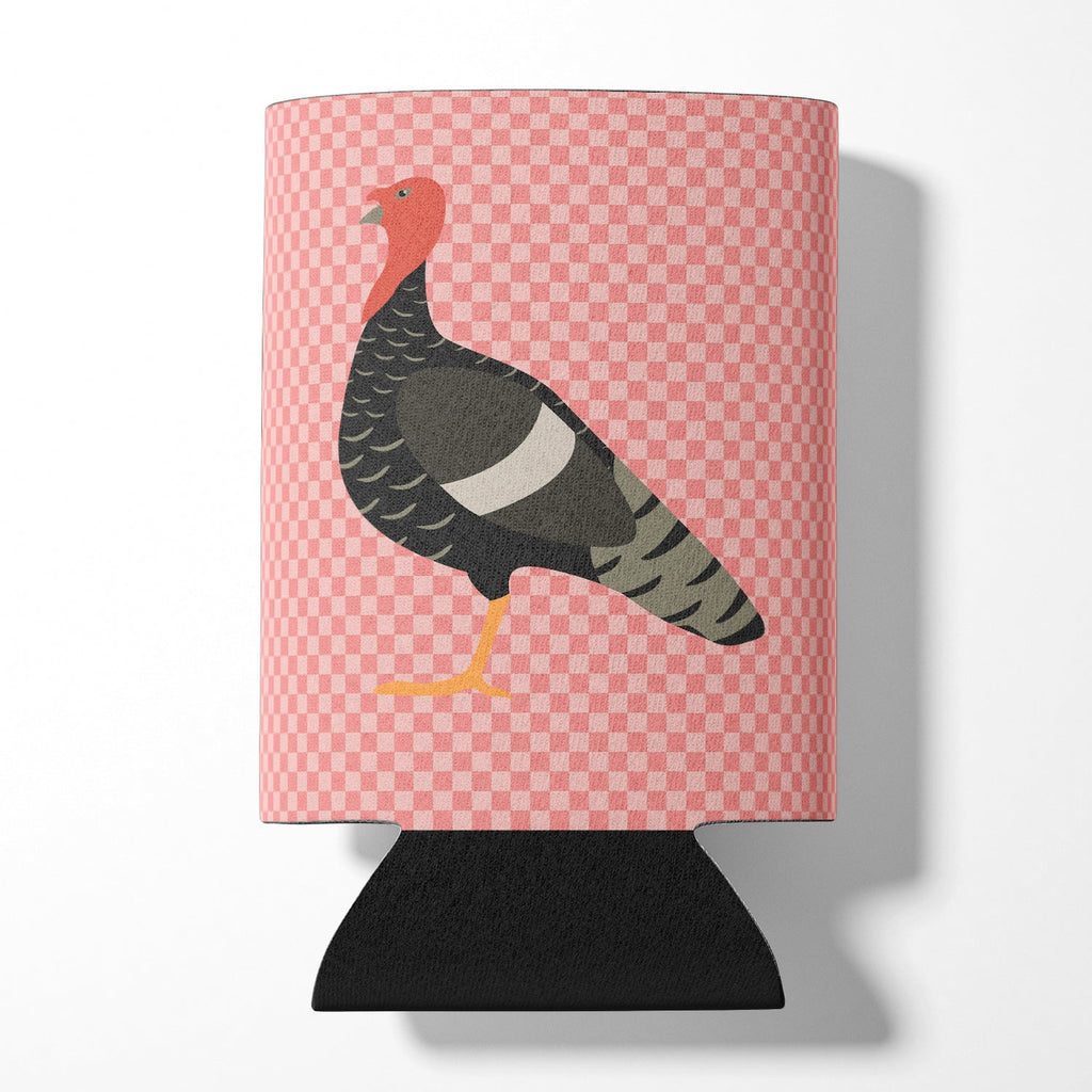 Marragansett Turkey Pink Check Can or Bottle Hugger Cooler Sleeve for Standard 12 oz Cans, Insulated Foam Beer & Soda Can Hugger Reusable