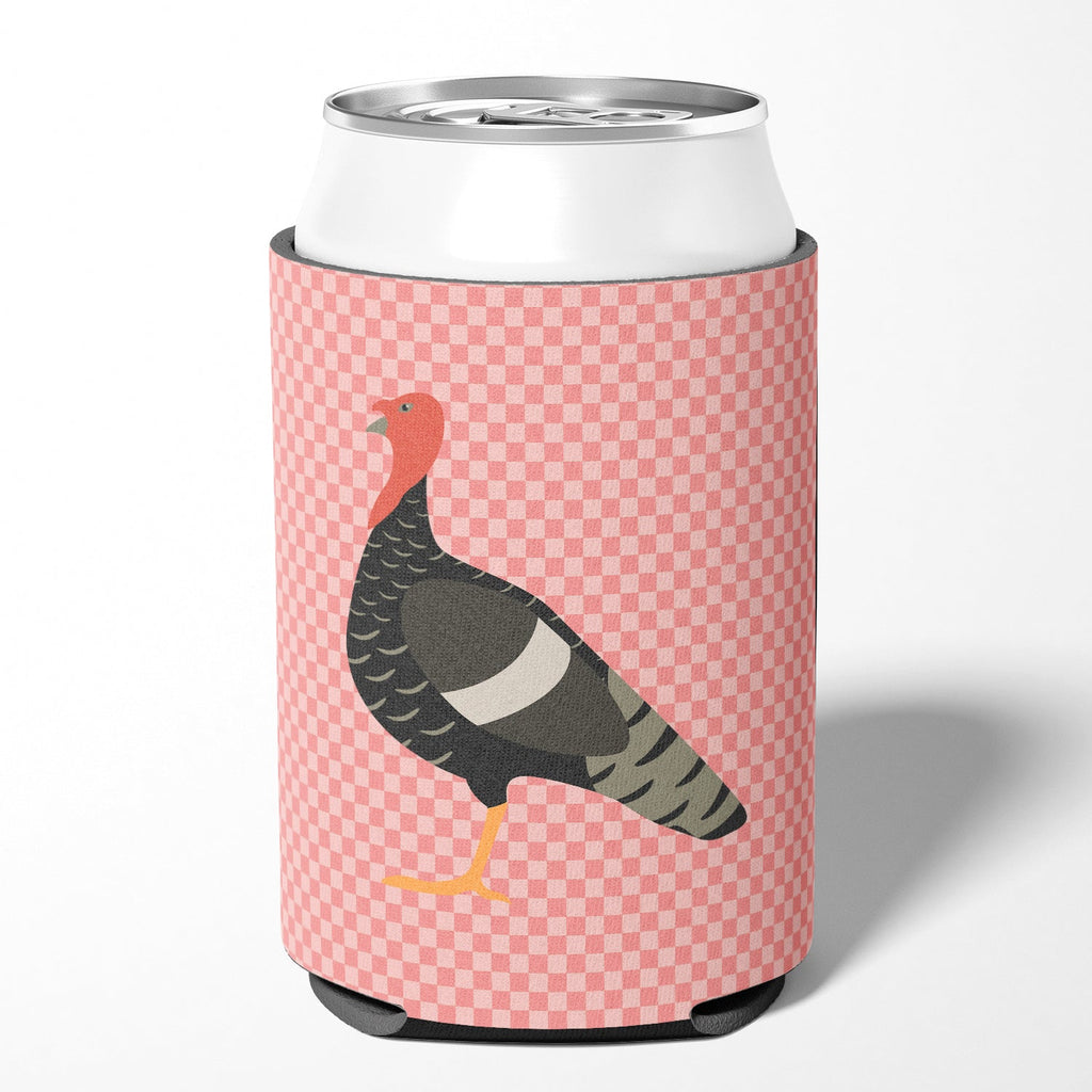 Marragansett Turkey Pink Check Can or Bottle Hugger Cooler Sleeve for Standard 12 oz Cans, Insulated Foam Beer & Soda Can Hugger Reusable