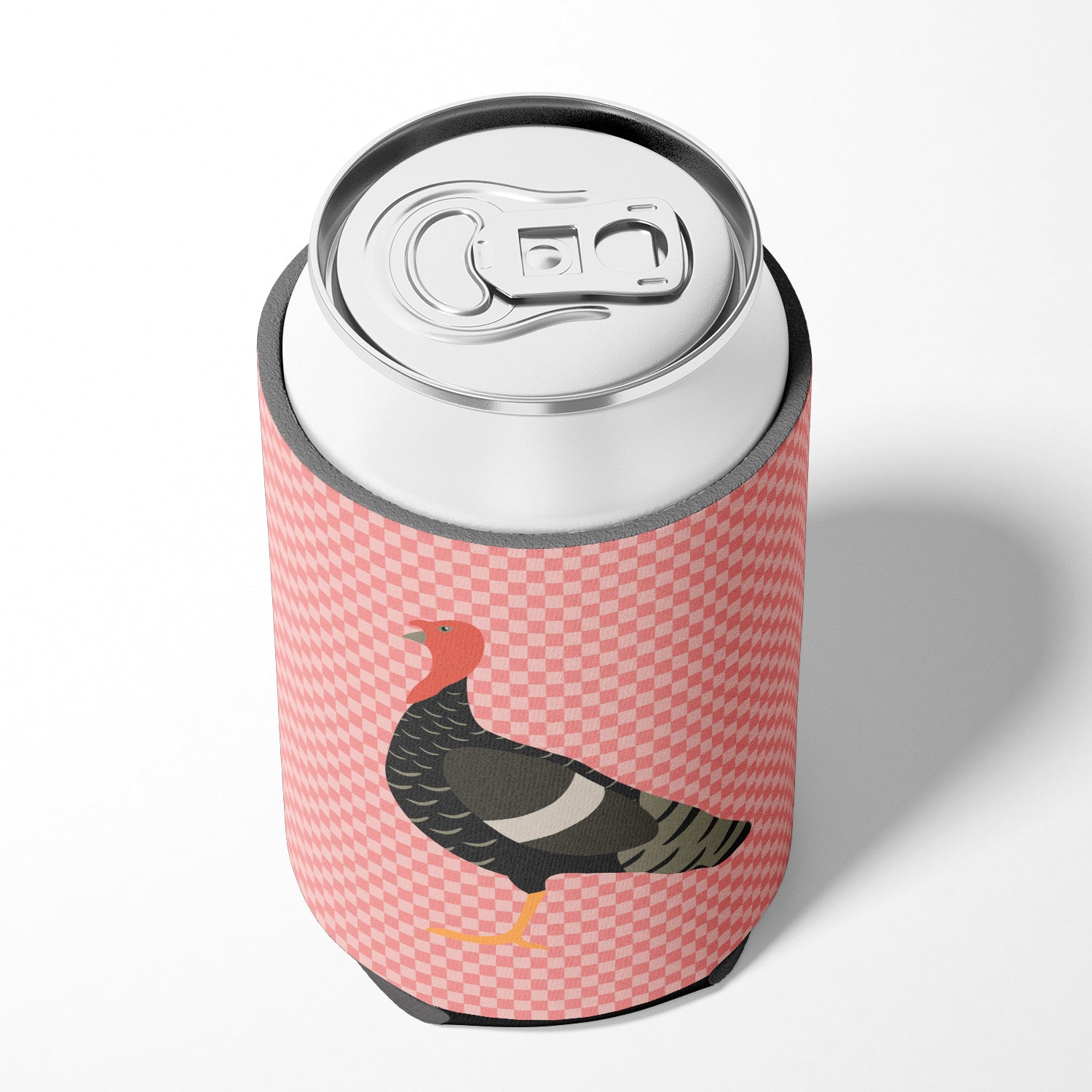 Marragansett Turkey Pink Check Can or Bottle Hugger Cooler Sleeve for Standard 12 oz Cans, Insulated Foam Beer & Soda Can Hugger Reusable