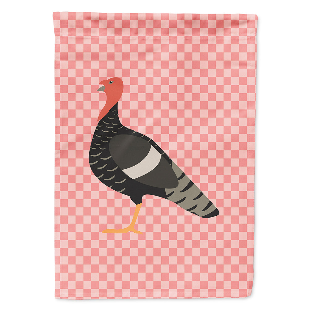 Marragansett Turkey Pink Check House Flag 28x40 Porch Sleeve Pole Decorative Outside Yard Banner Artwork Wall Hanging, Polyester