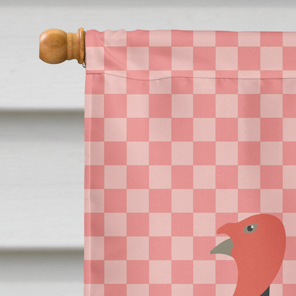 Marragansett Turkey Pink Check House Flag 28x40 Porch Sleeve Pole Decorative Outside Yard Banner Artwork Wall Hanging, Polyester