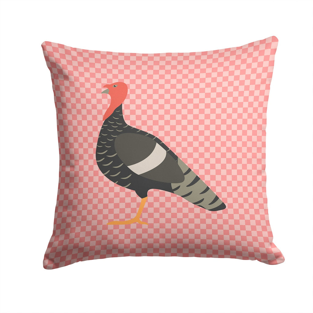 Marragansett Turkey Pink Check Decorative Throw Pillow 14x14 Indoor Outdoor Accent Cushion, Fabric Cover with Insert for Sofa, Bed, Porch & Living Room