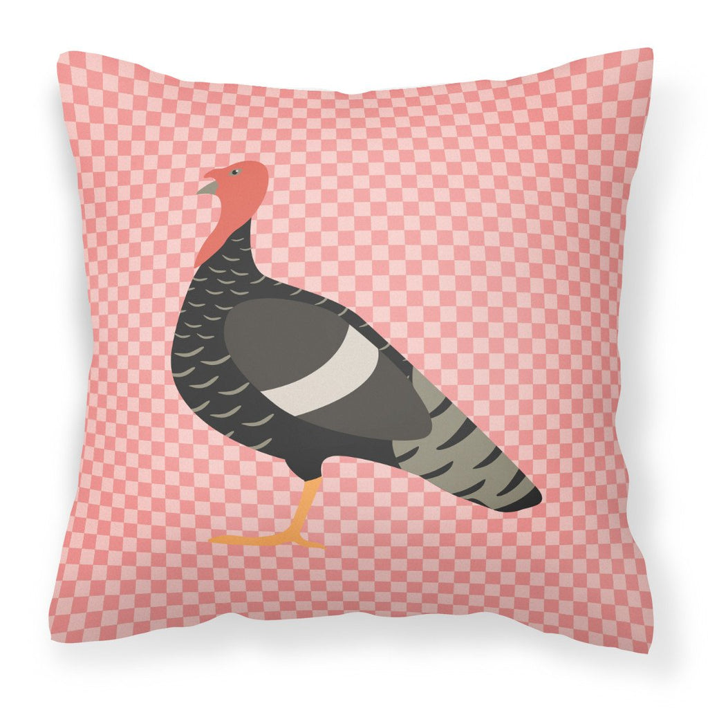 Marragansett Turkey Pink Check Decorative Throw Pillow 18x18 Indoor Outdoor Accent Cushion, Fabric Cover with Insert for Sofa, Bed, Porch & Living Room