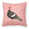 Marragansett Turkey Pink Check Decorative Throw Pillow 18x18 Indoor Outdoor Accent Cushion, Fabric Cover with Insert for Sofa, Bed, Porch & Living Room