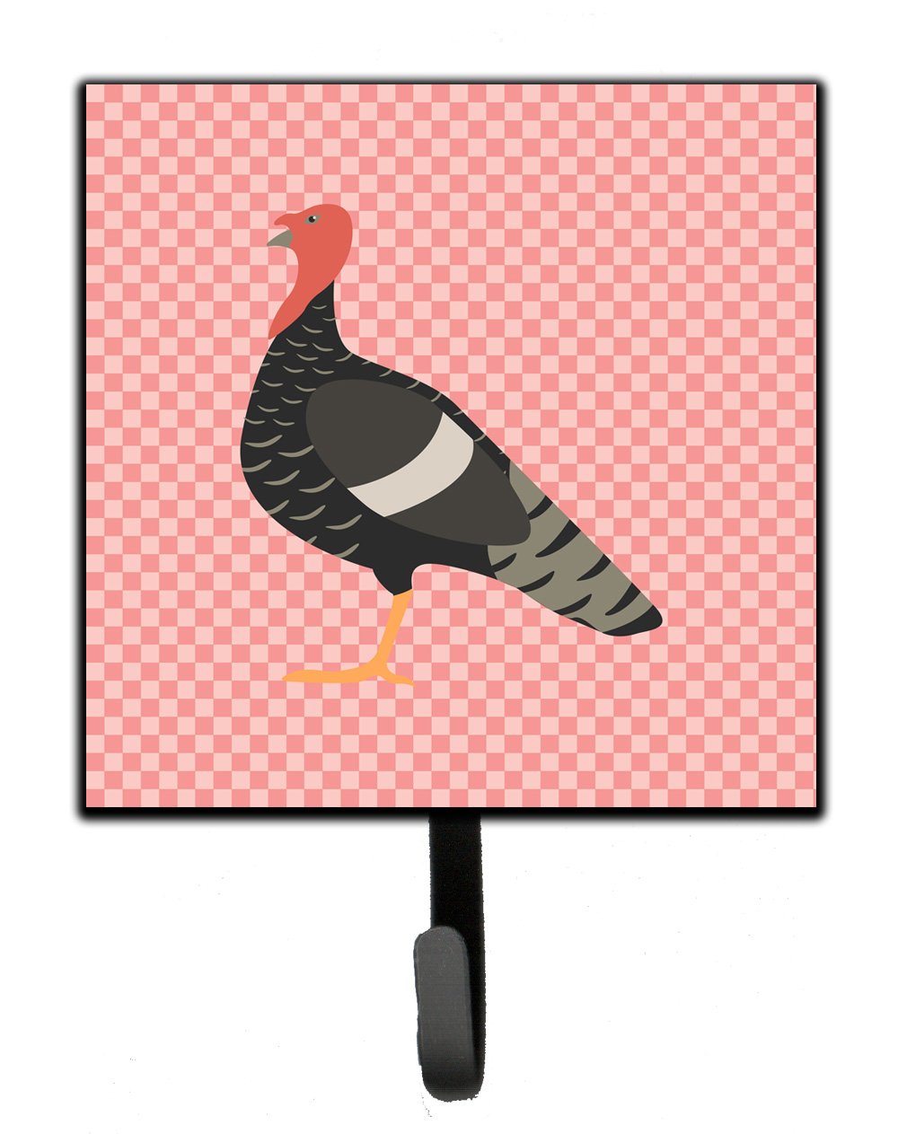 Marragansett Turkey Pink Check Leash or Key Holder Wall Hooks, Key Hooks Holder, Coat Rack Wall Mount, Coat Hooks, Hooks for Hanging Keys, Towels, Aprons, Leashes