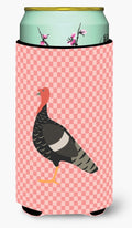 Marragansett Turkey Pink Check Tall Boy Hugger Can Cooler Sleeve Machine Washable Drink Collapsible Insulator Beverage Insulated Holder