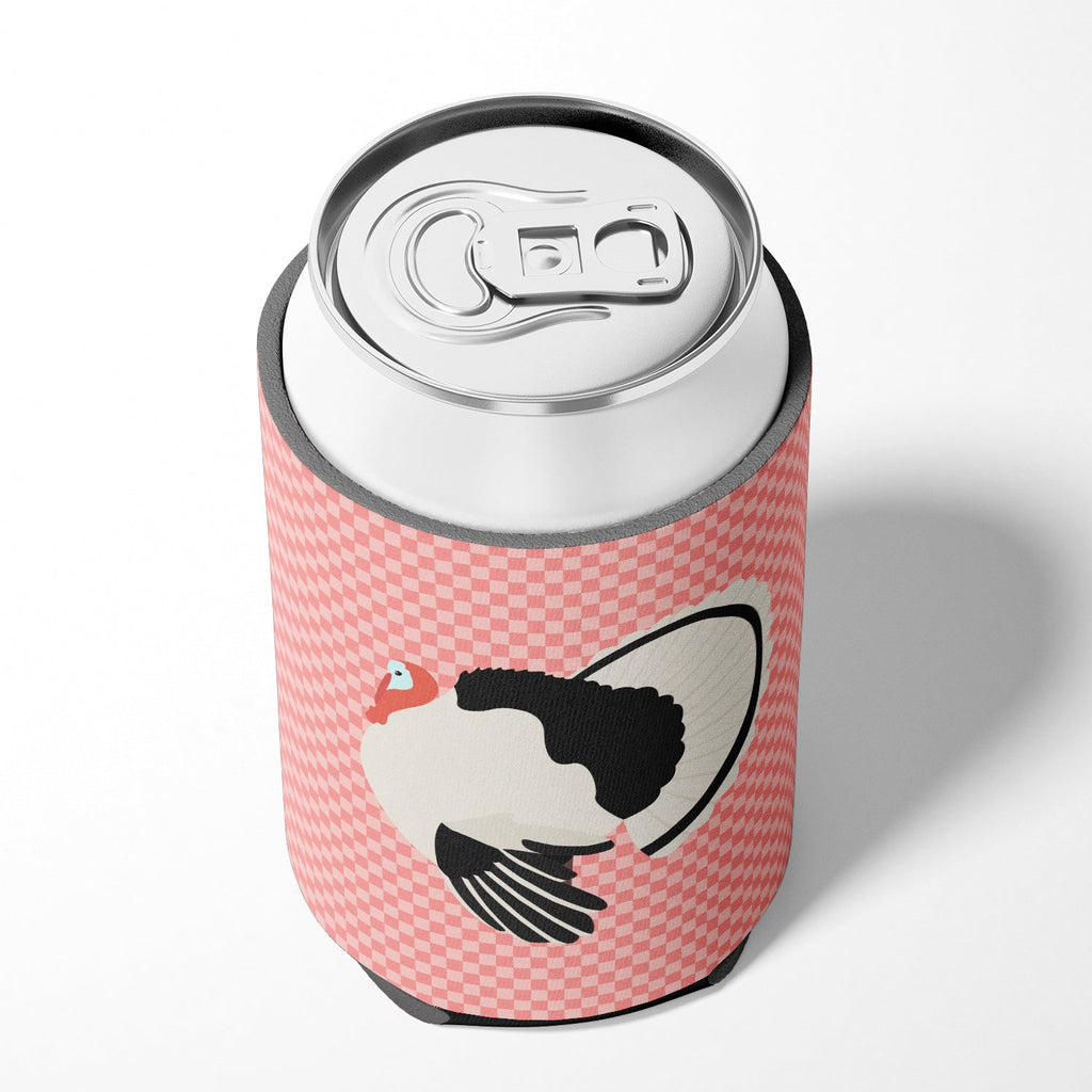 Royal Palm Turkey Pink Check Can or Bottle Hugger Cooler Sleeve for Standard 12 oz Cans, Insulated Foam Beer & Soda Can Hugger Reusable
