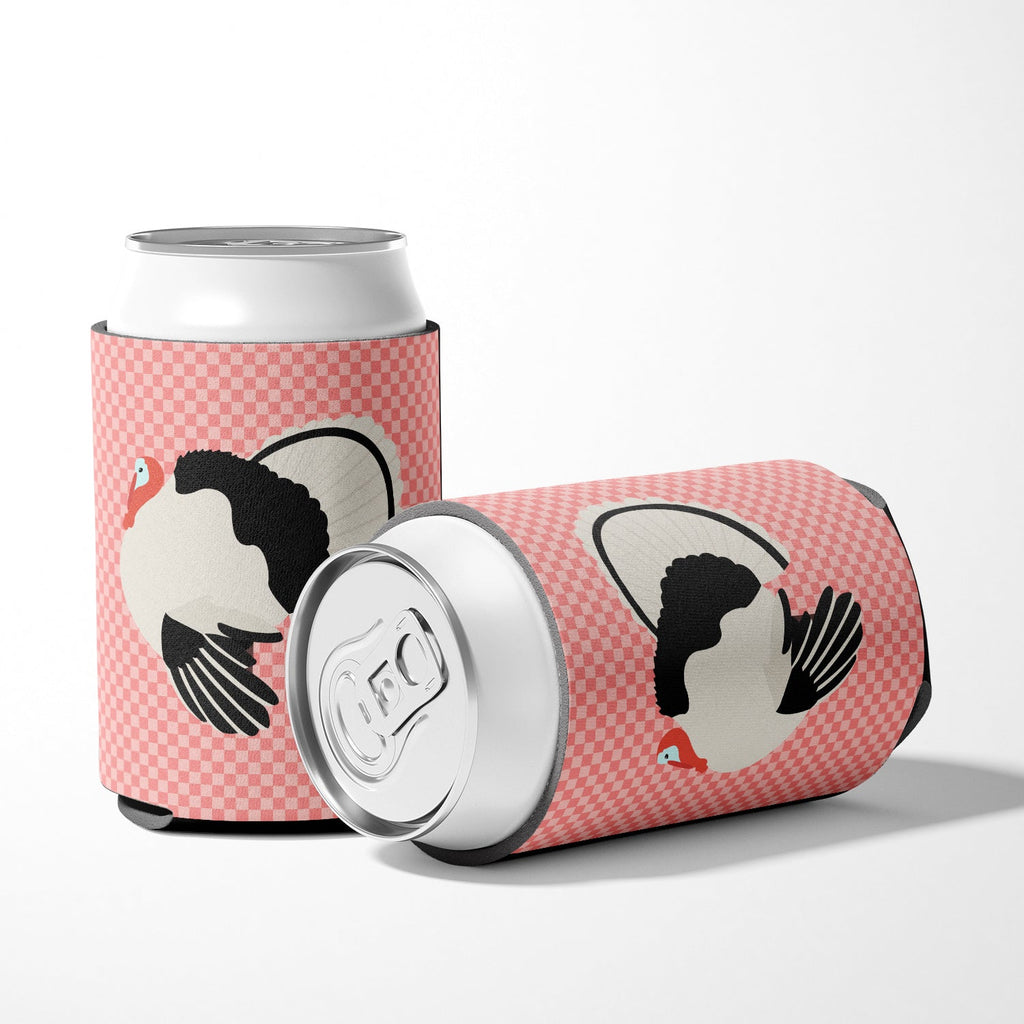 Royal Palm Turkey Pink Check Can or Bottle Hugger Cooler Sleeve for Standard 12 oz Cans, Insulated Foam Beer & Soda Can Hugger Reusable