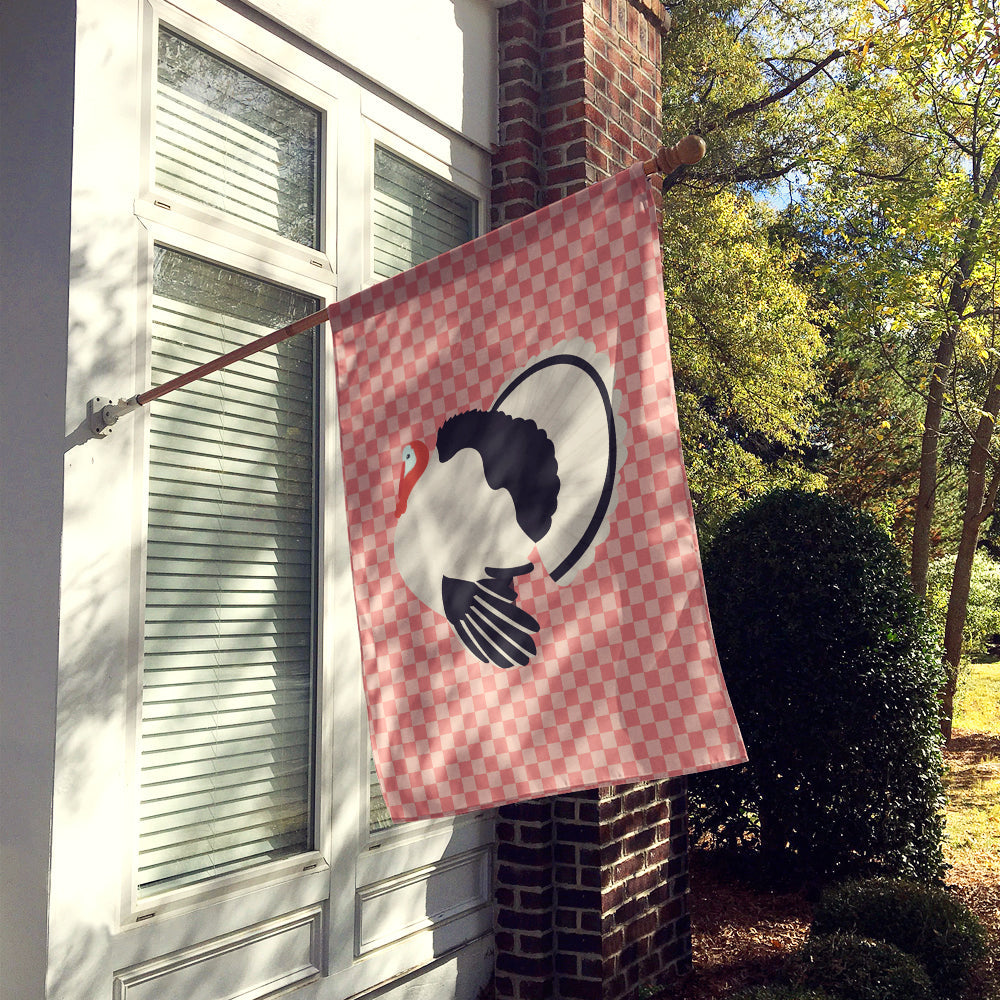Royal Palm Turkey Pink Check House Flag 28x40 Porch Sleeve Pole Decorative Outside Yard Banner Artwork Wall Hanging, Polyester